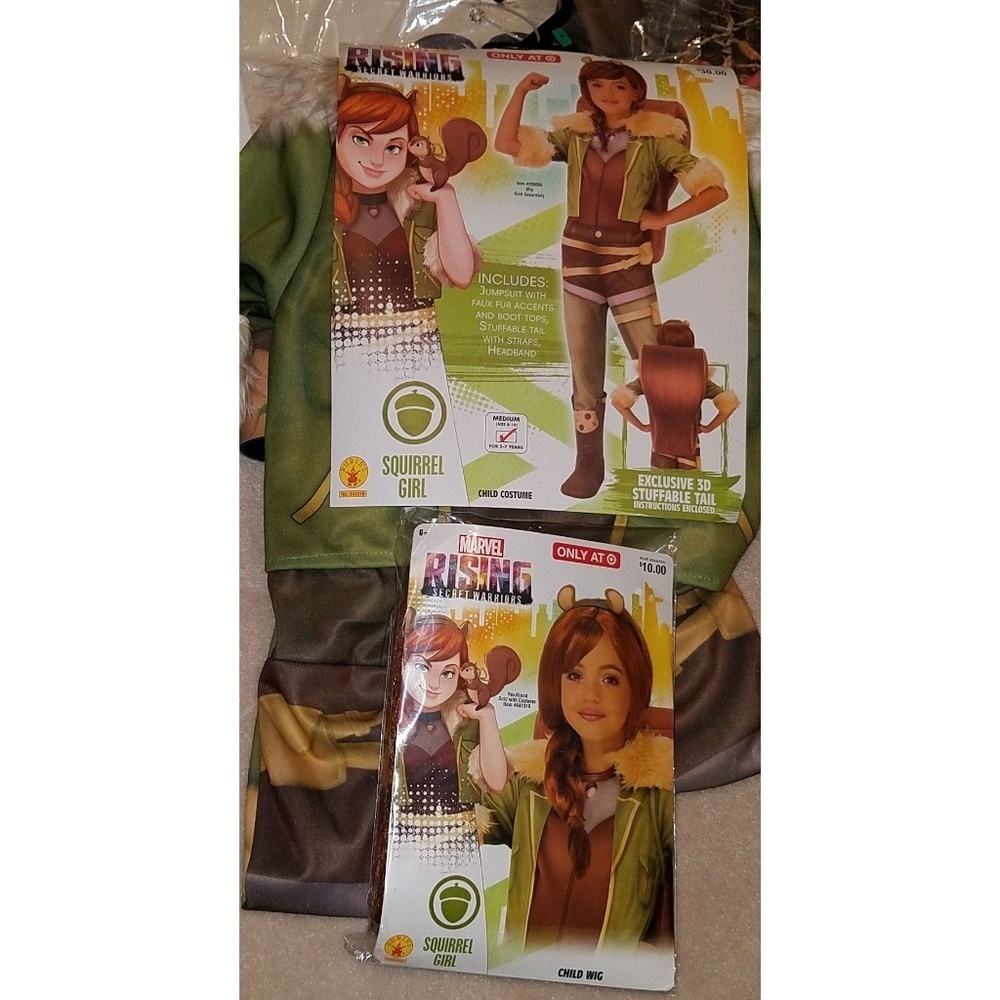 NEW Marvel Squirrel Girl Halloween Costume WITH WIG Girls Medium 8-10 (AGE 5-7)